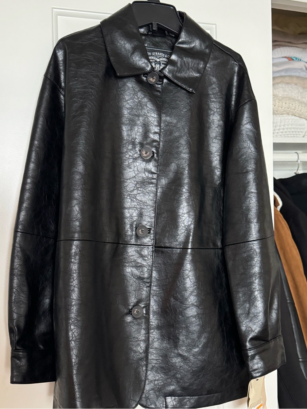Levi's Black Faux Leather Button-Front Jacket